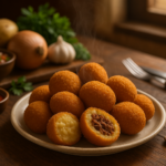 Como fazer bolinho costela: bolinhos dourados, com massa de batata e recheio de carne desfiada