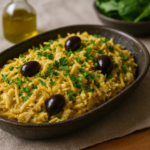 Travessa rústica com bacalhau à Brás fácil, ovos cremosos, batata palha e cebola dourada